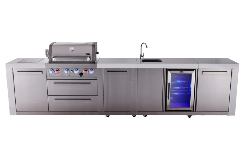 Load image into Gallery viewer, Mont Alpi 4-burner deluxe series outdoor kitchen island with beverage center and extra storage cabinet