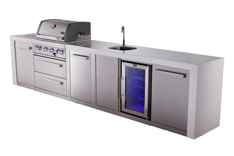 Load image into Gallery viewer, Mont Alpi 4-burner deluxe series outdoor kitchen island with beverage center and extra storage cabinet