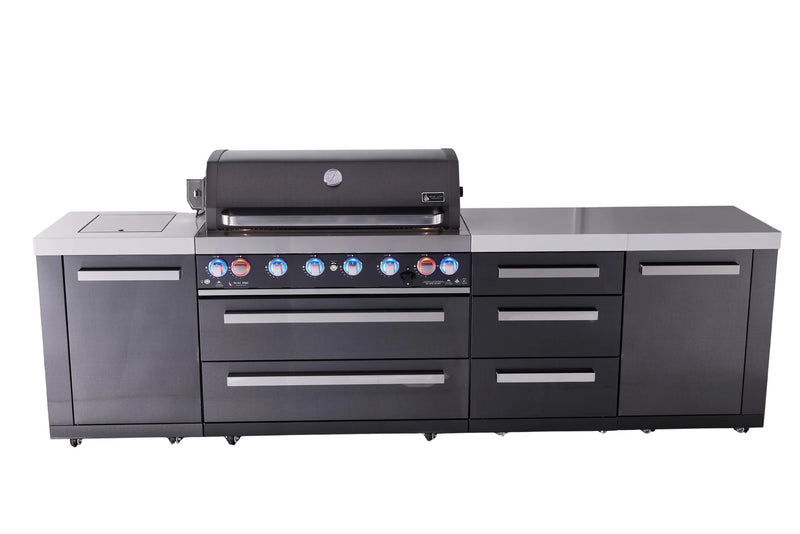 Load image into Gallery viewer, Mont Alpi 6-burner black series outdoor kitchen island with extra drawer slides cabinet module