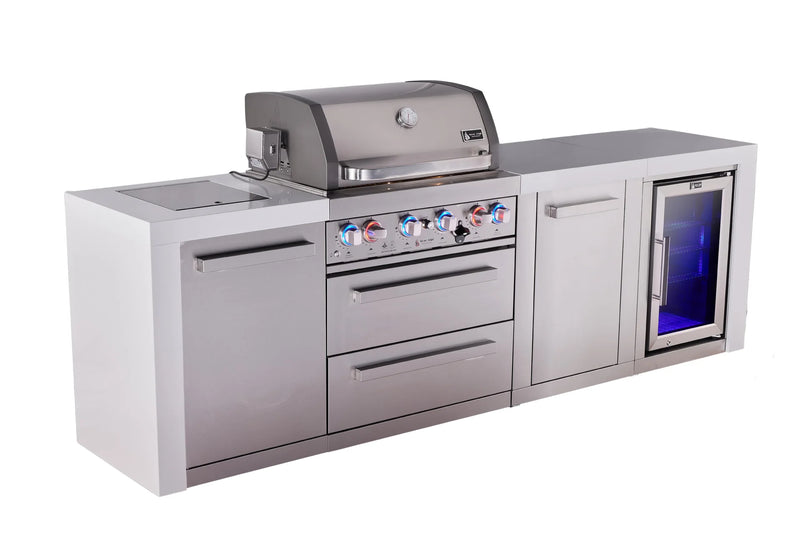 Load image into Gallery viewer, Mont Alpi 4-burner deluxe series outdoor kitchen island with fridge and extra storage cabinet module