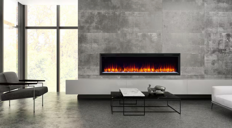 Load image into Gallery viewer, 60" Allusion Platinum recessed linear electric fireplace