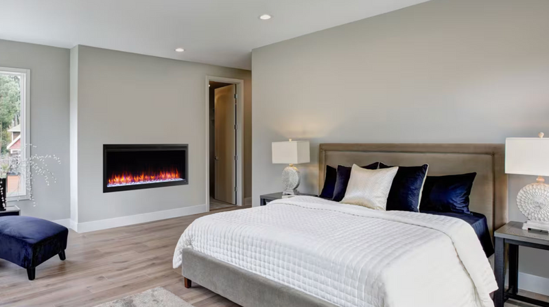 Load image into Gallery viewer, 72" Allusion Platinum recessed linear electric fireplace