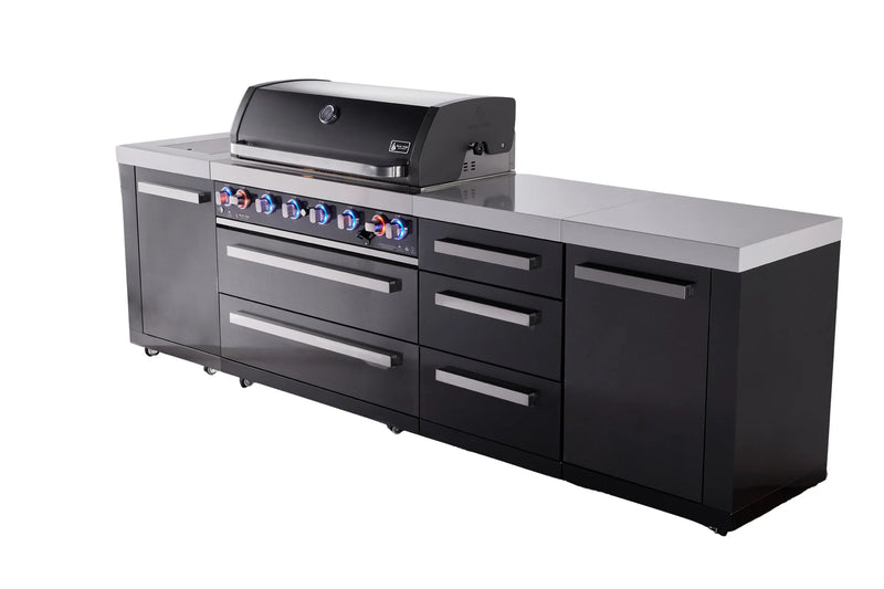 Load image into Gallery viewer, Mont Alpi 6-burner black series outdoor kitchen island with extra drawer slides cabinet module