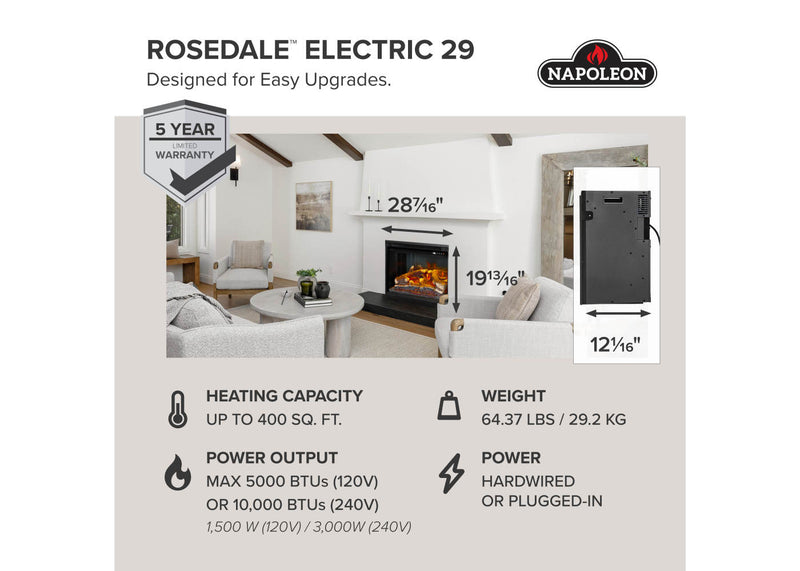 Load image into Gallery viewer, Rosedale™ Electric 3 Napoleon Fireplace