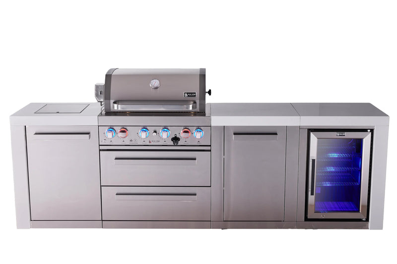 Load image into Gallery viewer, Mont Alpi 4-burner deluxe series outdoor kitchen island with fridge and extra storage cabinet module