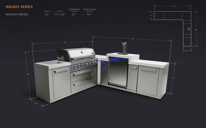 Load image into Gallery viewer, Mont Alpi 805 6-Burner Original Series L-Shape Outdoor Kitchen — Kegerator