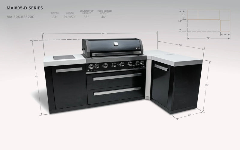 Load image into Gallery viewer, Mont Alpi 805 Black Stainless Steel Island with a 90 Degree Corner