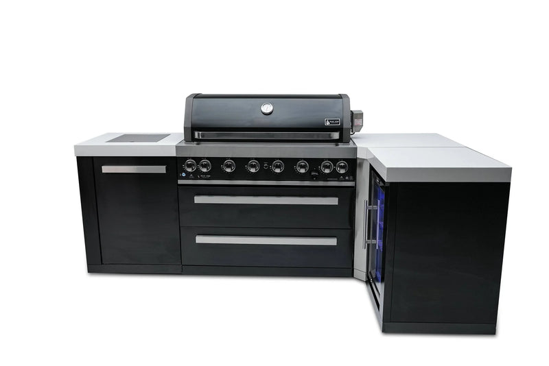 Load image into Gallery viewer, Mont Alpi 805 Black Stainless Steel Island with a 90 Degree Corner and a Fridge Cabinet