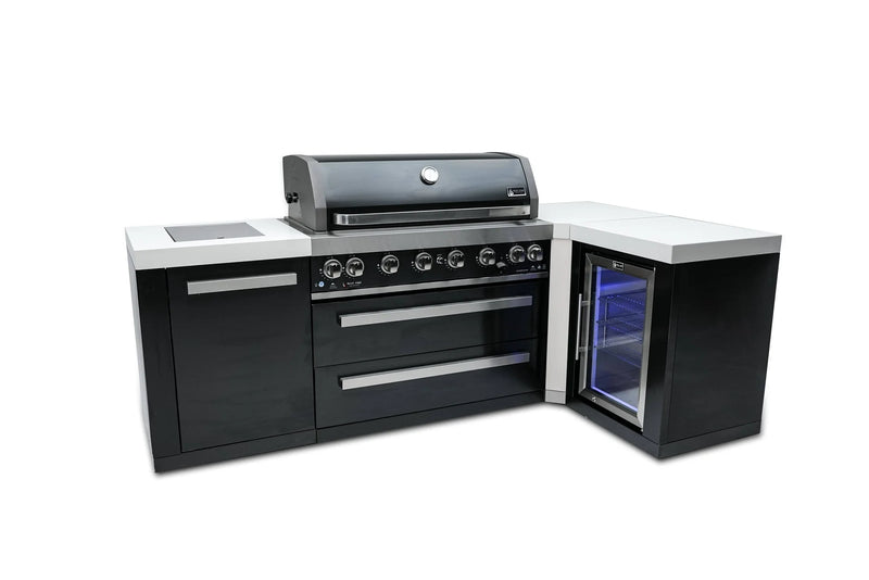 Load image into Gallery viewer, Mont Alpi 805 Black Stainless Steel Island with a 90 Degree Corner and a Fridge Cabinet
