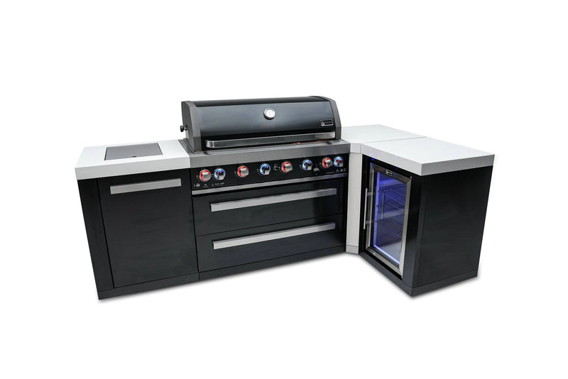 Load image into Gallery viewer, Mont Alpi 805 Black Stainless Steel Island with a 90 Degree Corner and a Fridge Cabinet