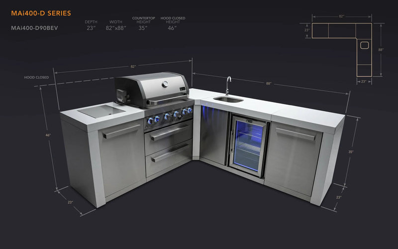 Load image into Gallery viewer, Mont Alpi 400 Deluxe Island with a 90 Degree Corner and Beverage Center
