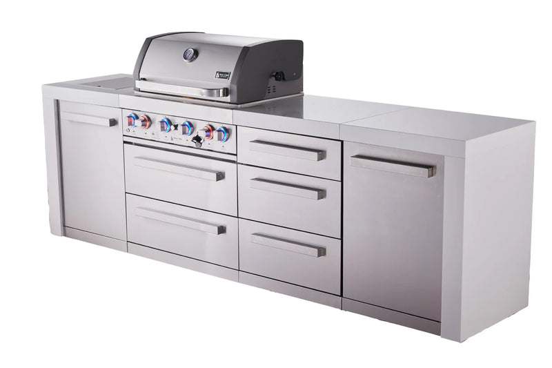 Load image into Gallery viewer, Mont Alpi 4-burner deluxe series outdoor kitchen island with extra drawer slides cabinet module
