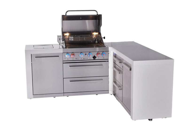 Load image into Gallery viewer, Mont Alpi 4-burner L-shaped deluxe series outdoor kitchen island with extra drawer slides cabinet module
