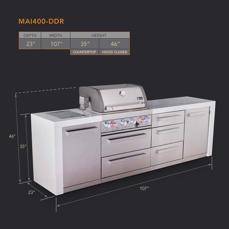 Load image into Gallery viewer, Mont Alpi 4-burner deluxe series outdoor kitchen island with extra drawer slides cabinet module
