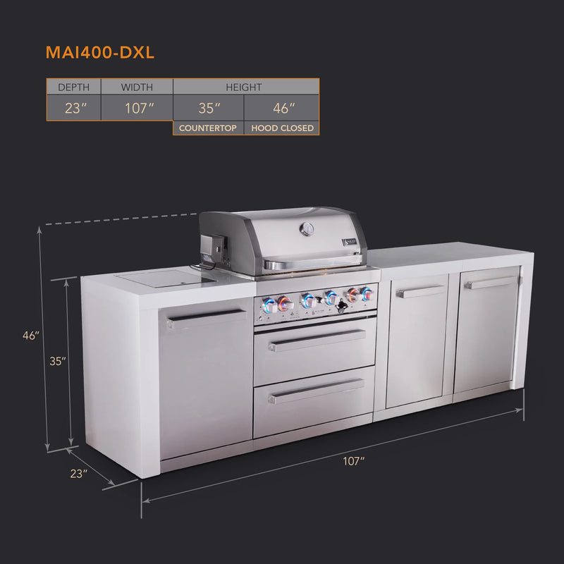 Load image into Gallery viewer, Mont Alpi 4-burner deluxe series outdoor kitchen island with extra storage cabinet module
