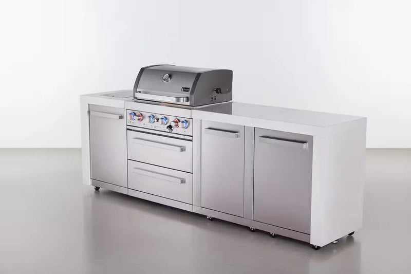 Load image into Gallery viewer, Mont Alpi 4-burner deluxe series outdoor kitchen island with extra storage cabinet module
