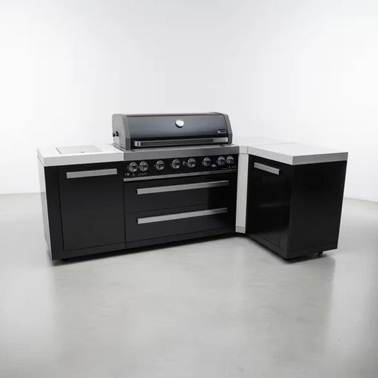 Mont Alpi 805 Black Stainless Steel Island with a 90 Degree Corner