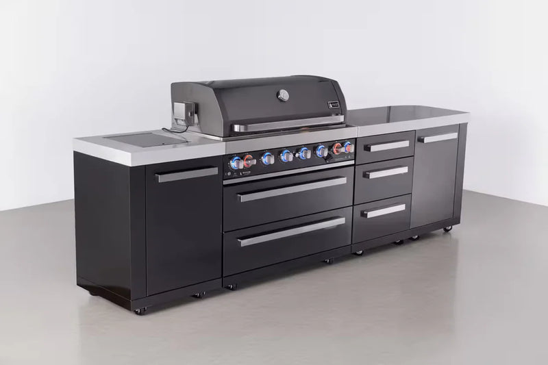Load image into Gallery viewer, Mont Alpi 6-burner black series outdoor kitchen island with extra drawer slides cabinet module
