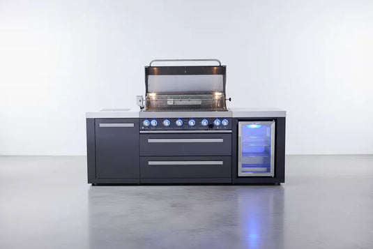 Mont Alpi 805 Black Stainless Steel Island with a Fridge Cabinet