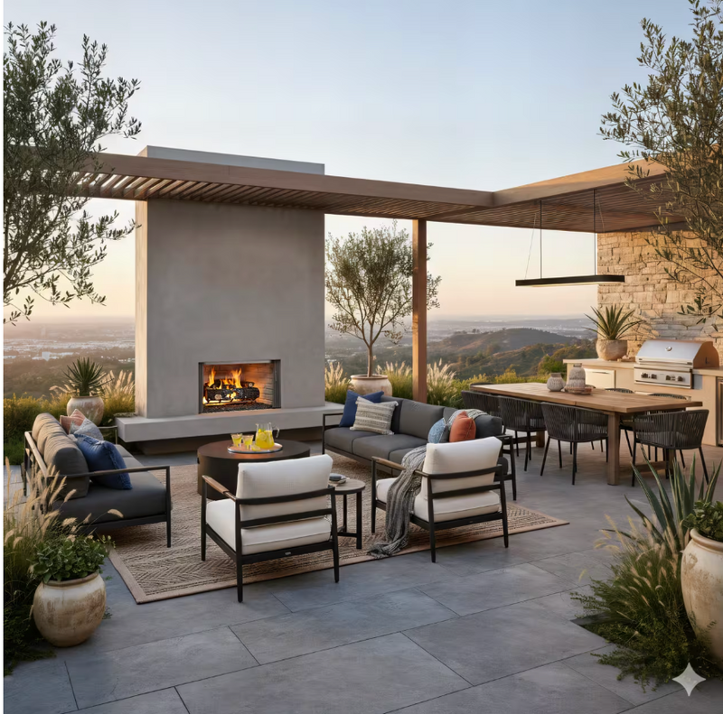 Load image into Gallery viewer, Villawood Outdoor Open Wood  Heat &amp; Glo Fireplace
