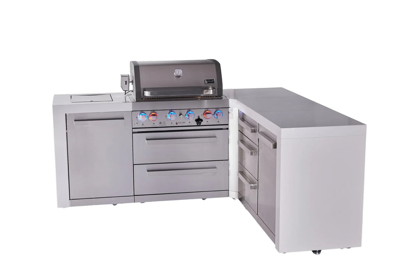 Load image into Gallery viewer, Mont Alpi 4-burner L-shaped deluxe series outdoor kitchen island with extra drawer slides cabinet module
