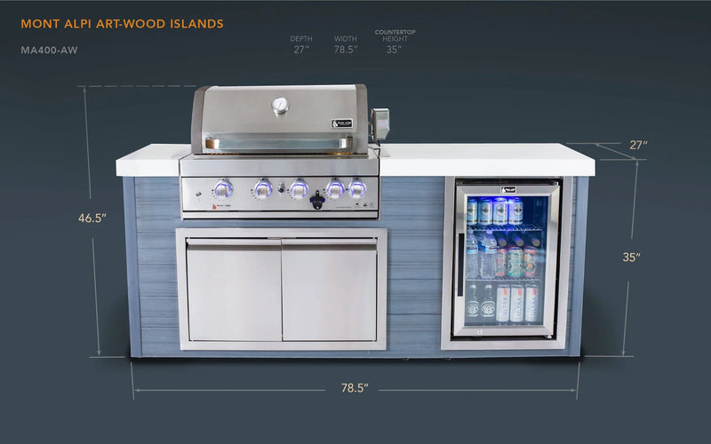 Load image into Gallery viewer, Mont Alpi 4 Burner Stainless Steel Artwood Outdoor Kitchen

