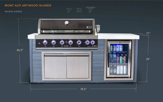 Mont Alpi 6 Burner Black Stainless Steel Artwood Outdoor Kitchen