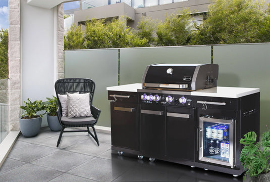 Mont Alpi 957 Black Stainless Steel Compact Kicthen and Fridge