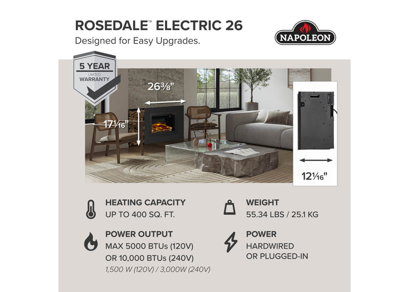 Load image into Gallery viewer, Rosedale™ Electric 2 Napoleon Fireplace
