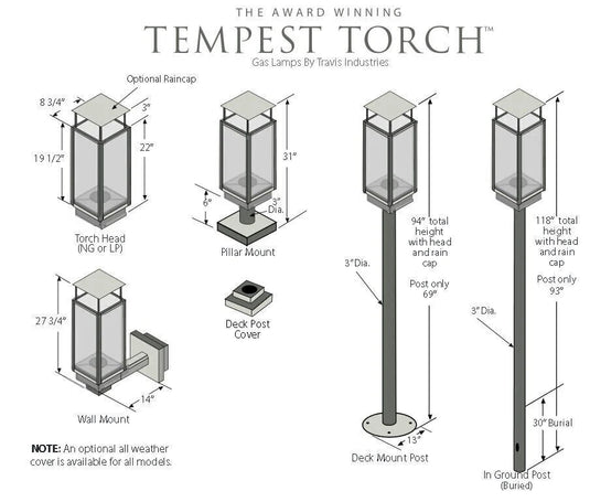 Tempest 20K Torches - Pillar Mount