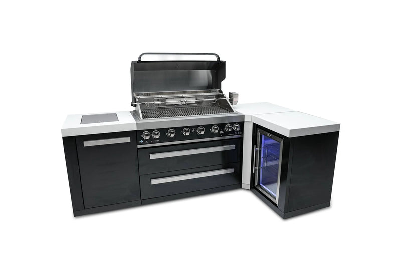 Load image into Gallery viewer, Mont Alpi 805 Black Stainless Steel Island with a 90 Degree Corner and a Fridge Cabinet
