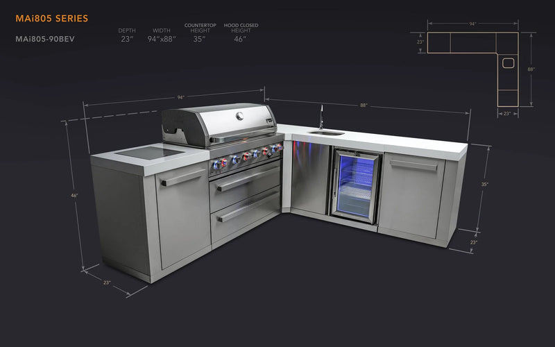 Load image into Gallery viewer, Mont Alpi 805 Island with a 90 Degree Corner and Beverage Center
