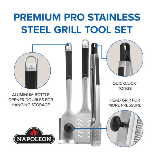 Premium Grill 3-Piece Tool Set