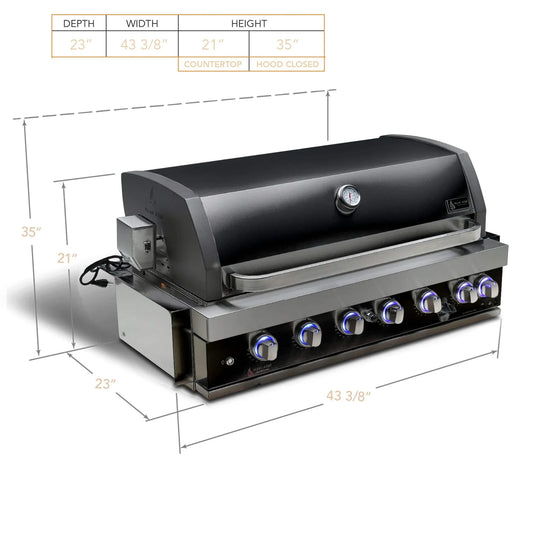 Mont Alpi 44" Black Stainless Steel Built in Grill Head
