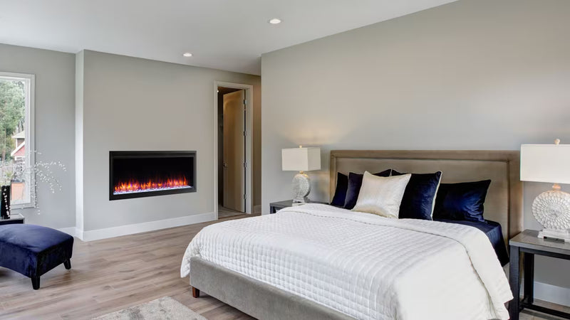 Load image into Gallery viewer, 60" Allusion Platinum recessed linear electric fireplace
