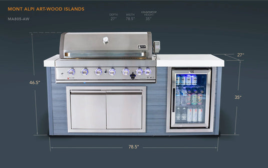 Mont Alpi 6 Burner Stainless Steel Artwood Outdoor Kitchen