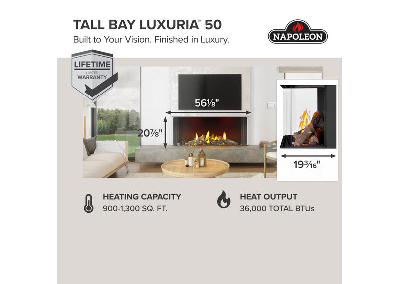 Load image into Gallery viewer, Tall Bay Luxuria™ 50 Napoleon Multi-Sided Gas Fireplace
