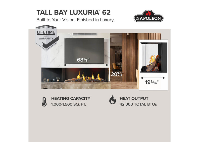 Load image into Gallery viewer, Tall Bay Luxuria™ 62 Napoleon Multi-Sided Gas Fireplace
